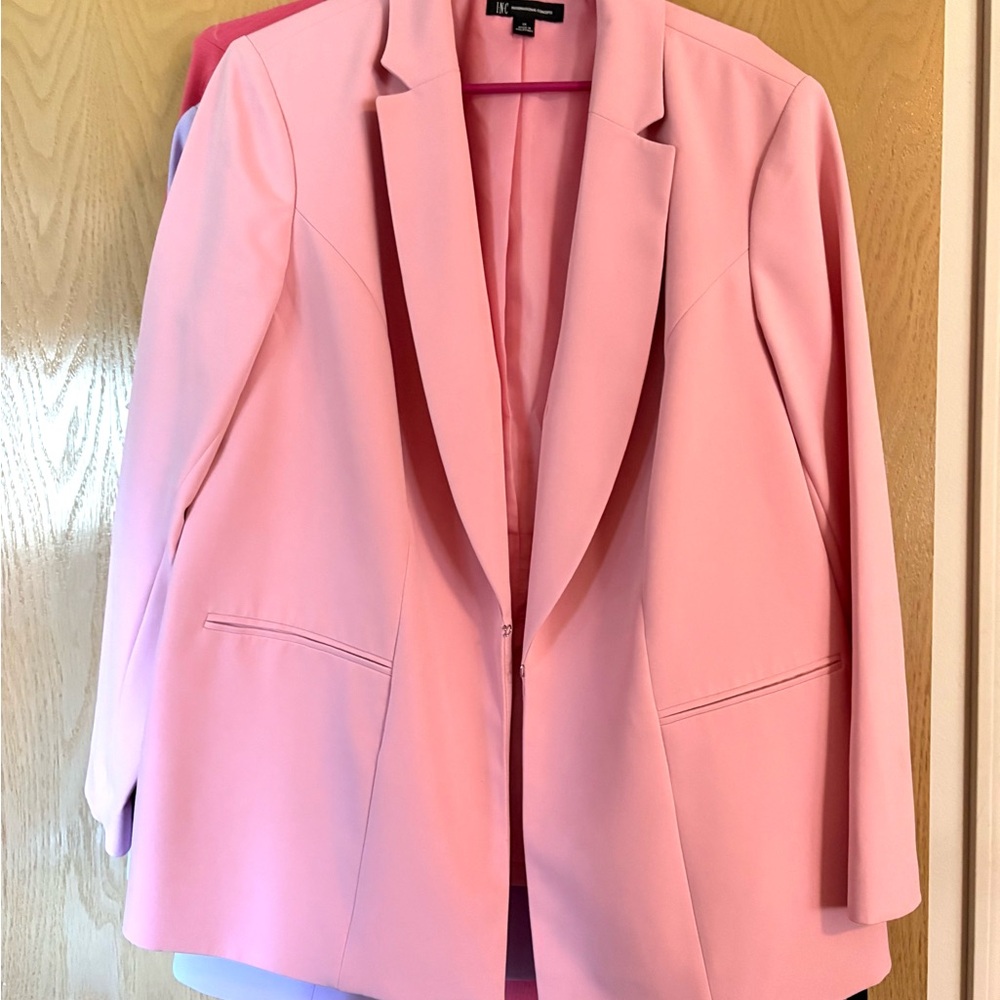 INC International Concepts Pale Pink Blazer Relaxed Fit Notched Lapels